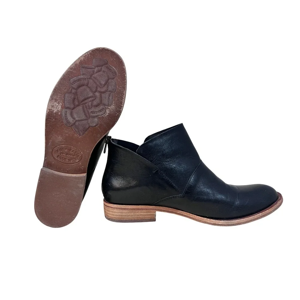Kork-Ease Velma Ankle Boots Womens 9M Black Excellent Leather Back Zip‎ Low Heel